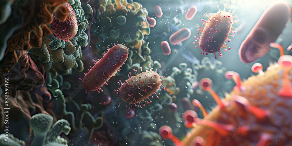 Inflammatory Response in Bacterial Infections: High-resolution view of immune cells and cytokine signaling pathways activated during bacterial infections, leading to inflammation Inflammatory Response in Bacterial Infections: High-resolution view of immune cells and cytokine signaling pathways activated during bacterial infections, leading to inflammation