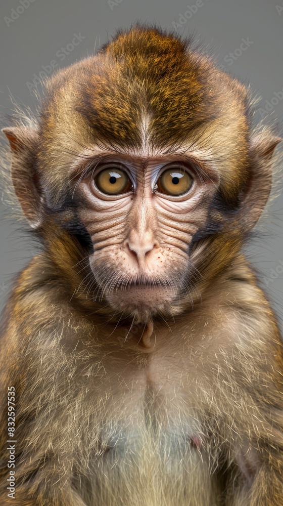Barbary Macaque monkey looking puzzled or confused with a strange expression on its face Barbary Macaque monkey looking puzzled or confused with a strange expression on its face