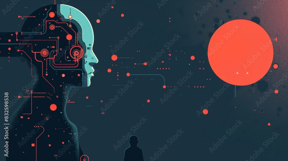 Abstract futuristic female profile with circuits Abstract futuristic female profile with circuits