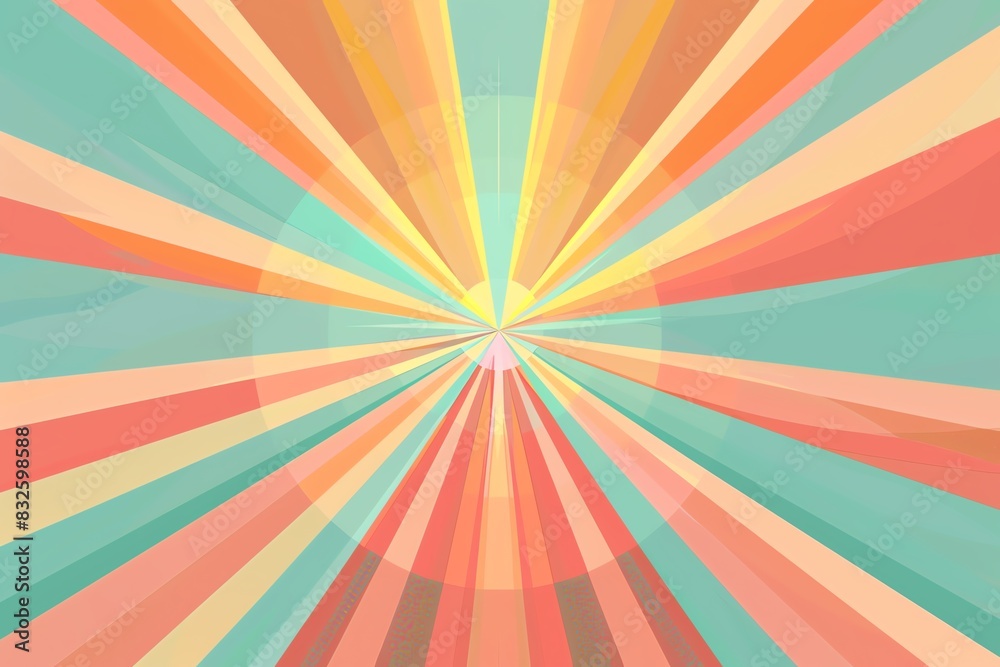 Abstract sunburst flat design front view radiant animation colored pastel
