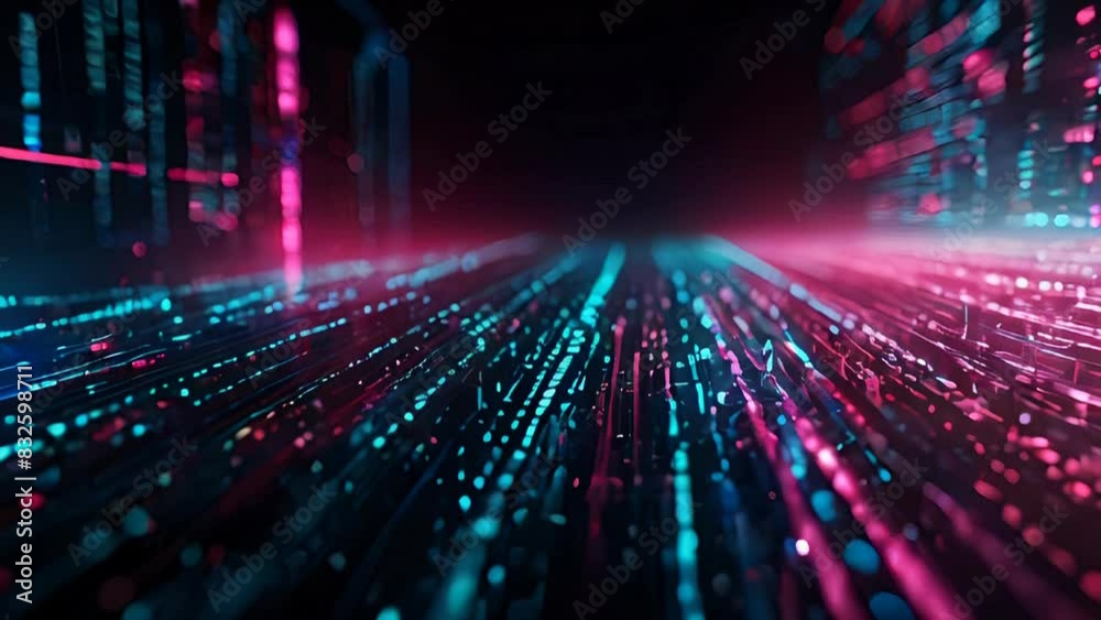 abstract background with lines for network, big data, data center, server, internet, speed. dark blue and pink neon lights into digital technology tunnel abstract background with lines for network, big data, data center, server, internet, speed. dark blue and pink neon lights into digital technology tunnel