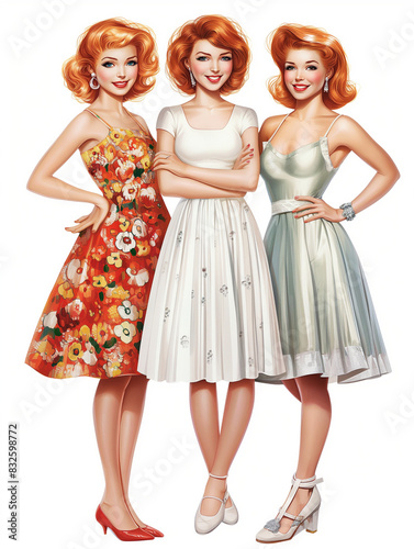 Vintage Ladies with beautiful red hair wearing sundresses