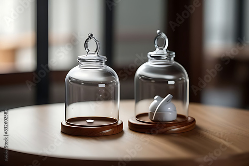 isolated glass bell Wooden cap poduim jar wood glasses solid tray secure save white vacuum business blank dais concept signs render racked safe eatery light graphic service photo