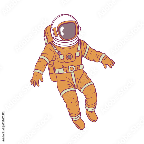 astronauta full body floating in space