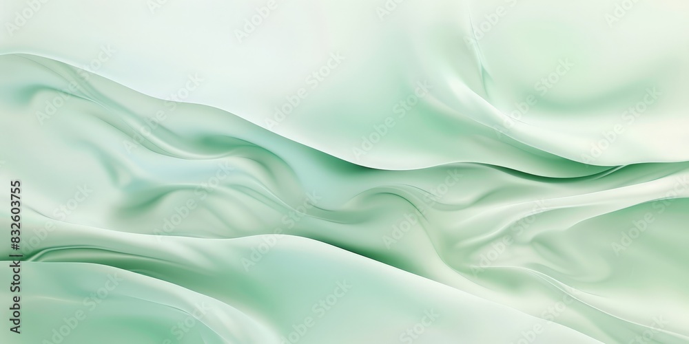 Fototapeta premium Soft, smooth light mint green texture with subtle wave patterns, creating a soothing and gentle appearance