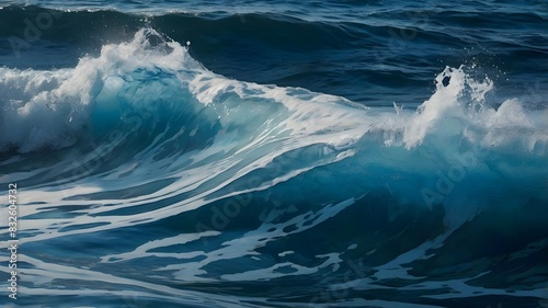 A large wave of deep blue waves reflects the strength and power of the ocean. Generative AI