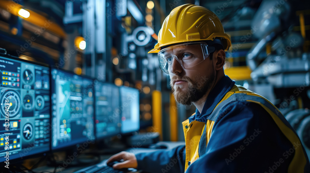 engineer monitoring industrial controls engineer monitoring industrial controls