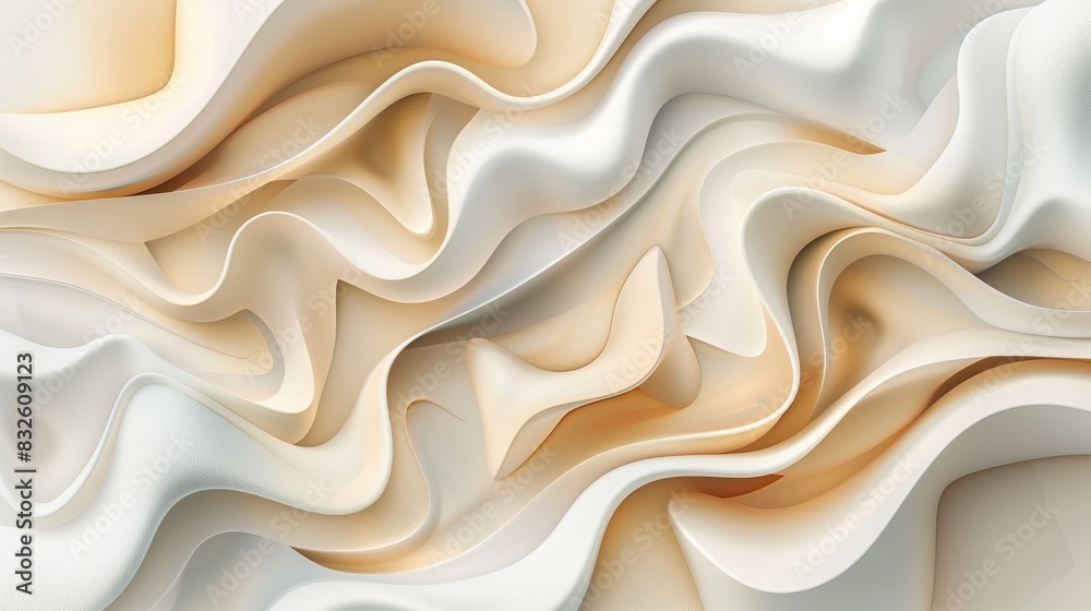 3d render of fluid organic shapes in various shades of beige and white, resembling abstract wallpaper. 3d render of fluid organic shapes in various shades of beige and white, resembling abstract wallpaper.