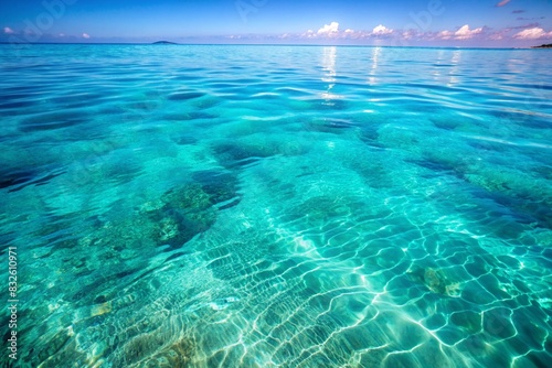 Gentle waves of the sea surface with the reflection of the blue sky.