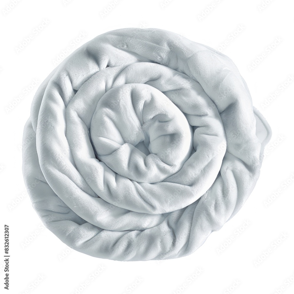 Obraz premium A high-resolution photograph of a soft blanket isolated on a white background, highlighting its details and craftsmanship.