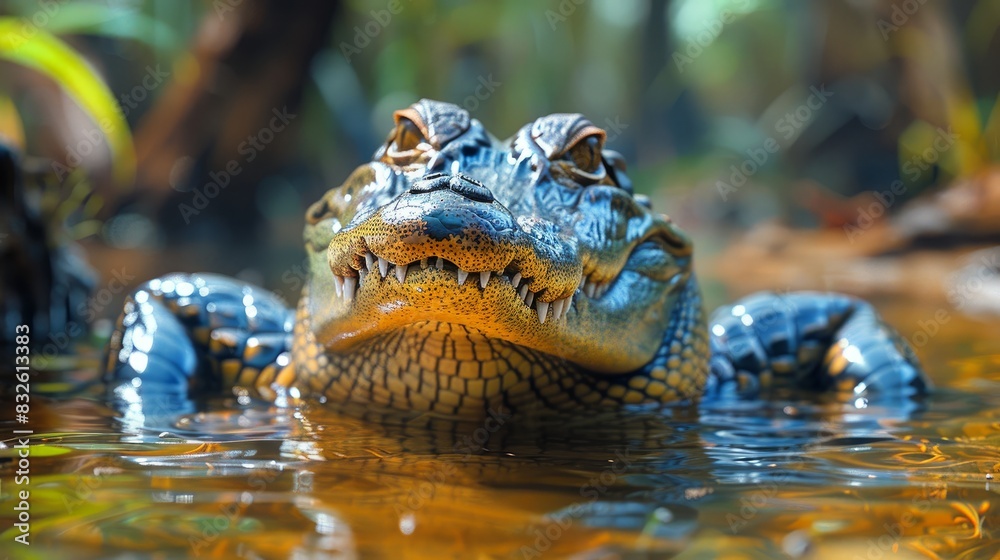 Fototapeta premium Salt water crocodile on the edge of a water