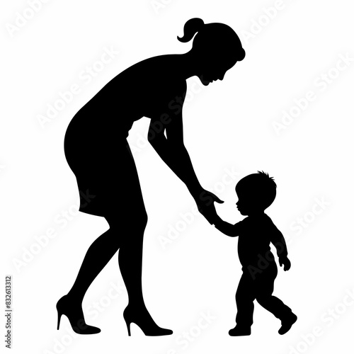 silhouette of mother and baby