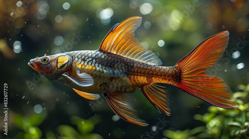 Underwater photography of The Red Tail Catfish (Phractocephalus hemiliopterus).  photo