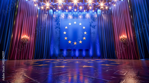 Scene with EU flag, election campaign photo