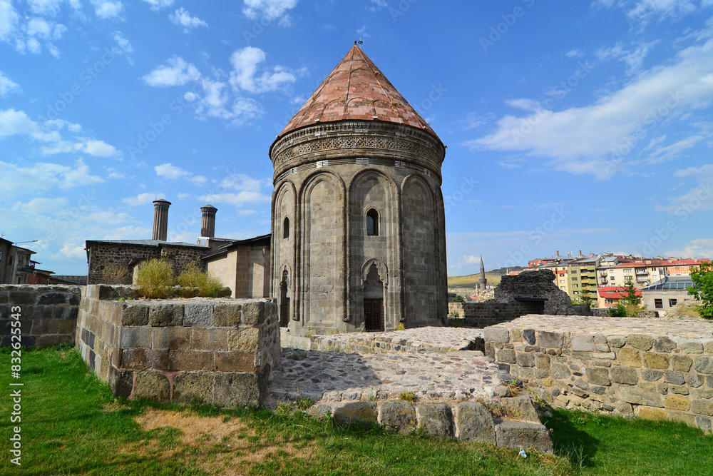 The Double Minaret Madrasa is located in Erzurum, Turkey. It was built in the 13th century. The Double Minaret Madrasa is located in Erzurum, Turkey. It was built in the 13th century.