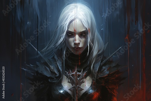 A drow assassin, skilled in the art of dual-wielding deadly daggers and moving unseen in the darkness. - Generative AI