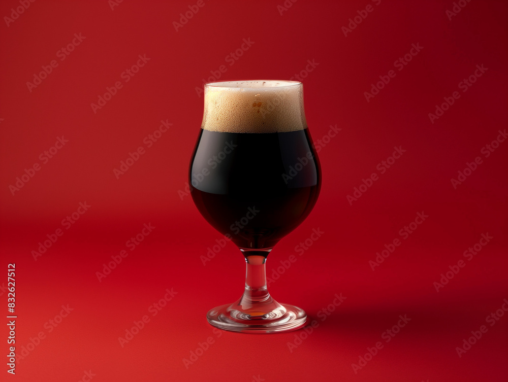 dark craft beer on red background dark craft beer on red background