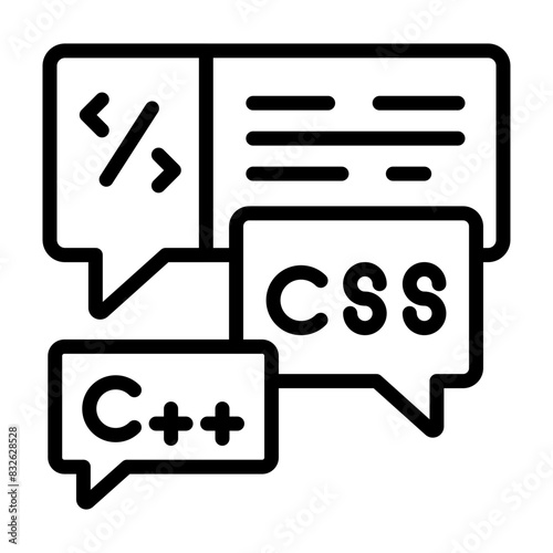 A linear design icon of coding chat