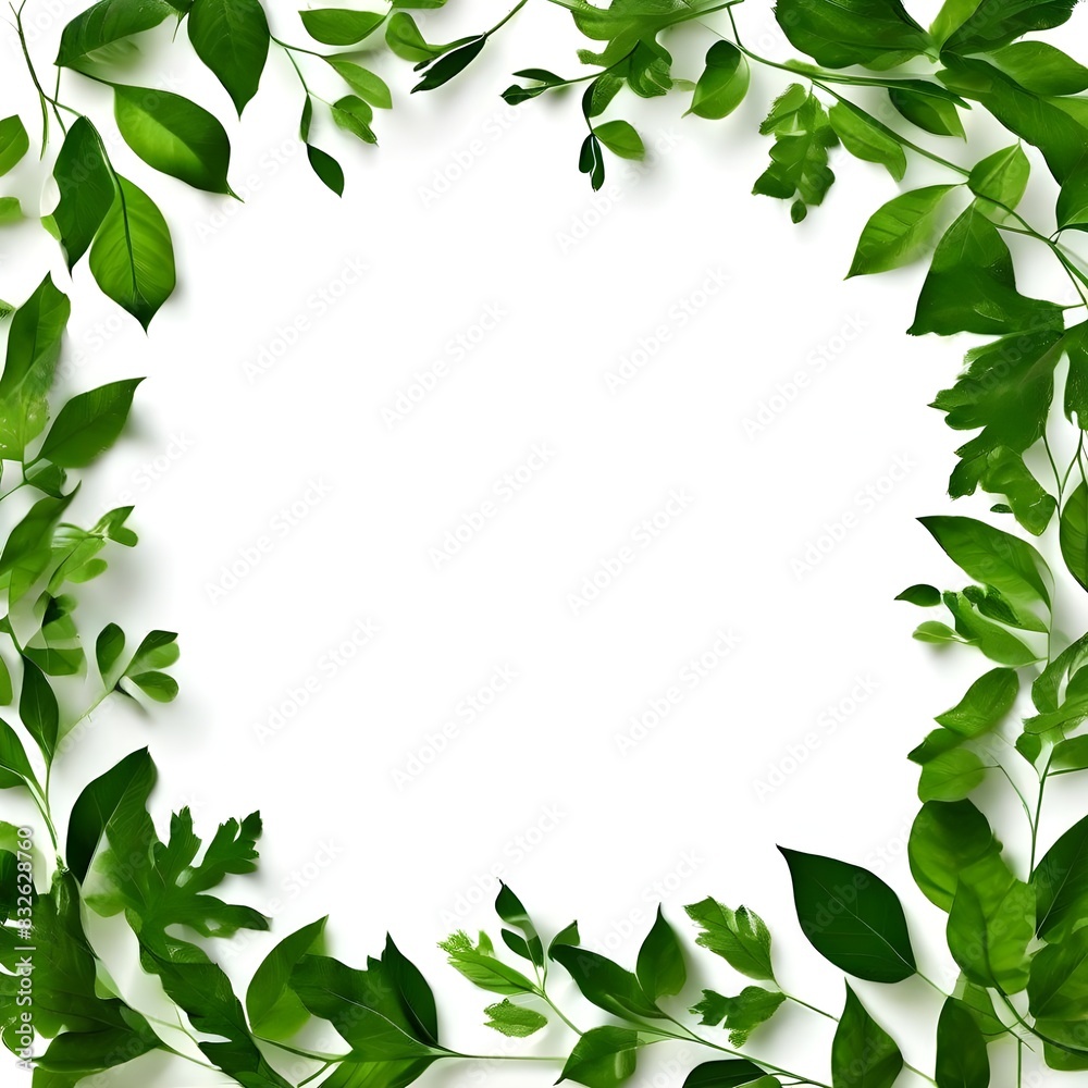 green leaves border green leaves border