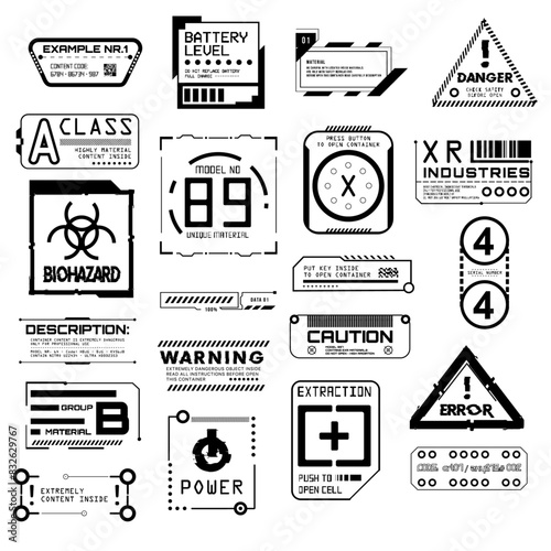 Scifi Hud elements. Futuristic text box, border, frame. Sci-fi digital screen, hologram panel. High tech  UI interface vector set, digital circle, graphic box, game                  