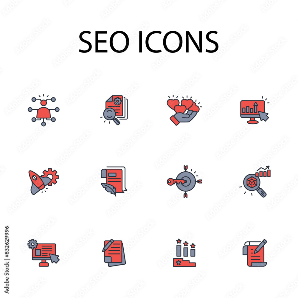 SEO icon set.vector.Editable stroke.linear style sign for use web design,logo.Symbol illustration. SEO icon set.vector.Editable stroke.linear style sign for use web design,logo.Symbol illustration.