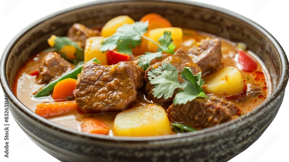 A bowl of stew with meat and vegetables A bowl of stew with meat and vegetables