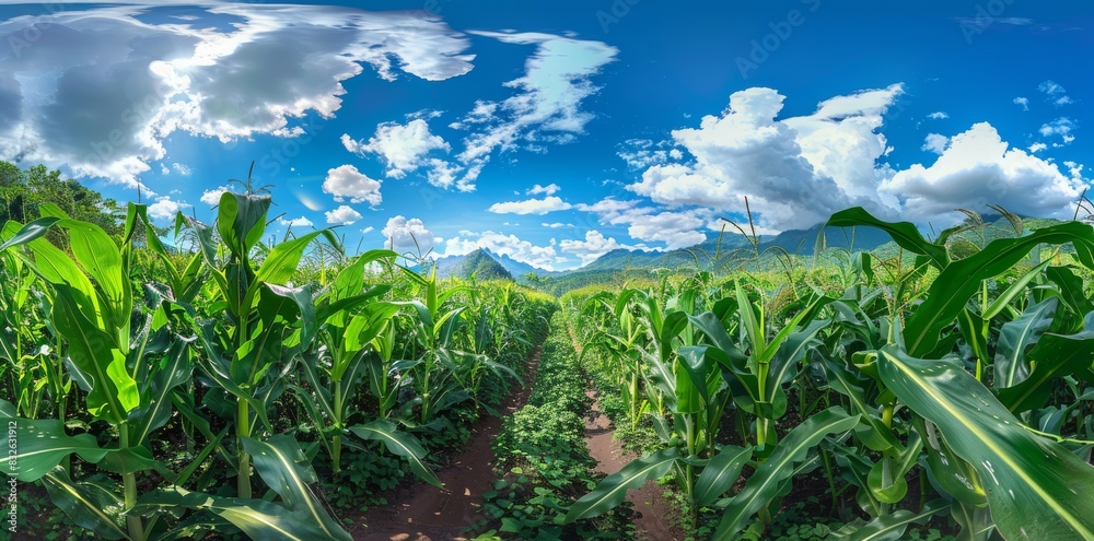 a cornfield and a blue sky a cornfield and a blue sky