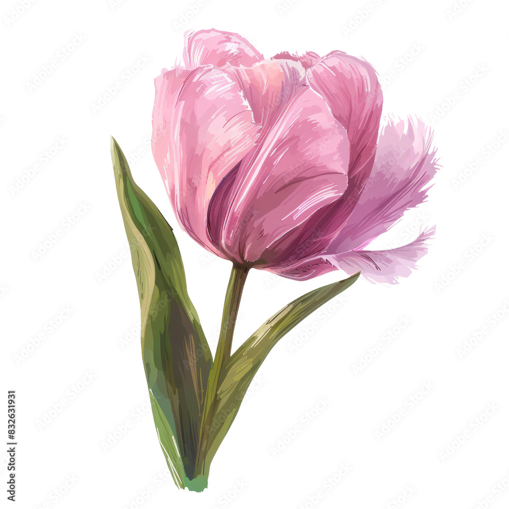 Fototapeta premium Pink tulip isolated on white background