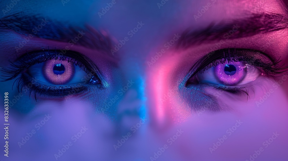 Woman s serene face surrounded by a vibrant display of colorful smoke powder explosion Woman s serene face surrounded by a vibrant display of colorful smoke powder explosion
