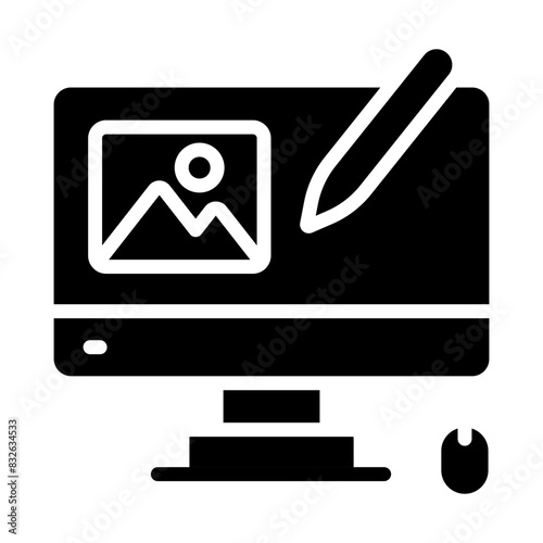 Conception solid design icon of online designing 

