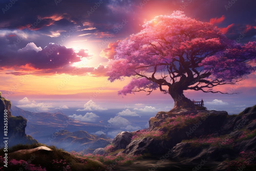 Ethereal Fantasy Landscape: Desktop Wallpaper of a Dreamy World.