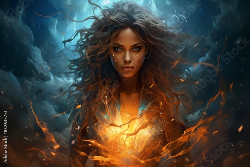 A storm sorceress, with the ability to summon lightning bolts and control the weather. - Generative AI