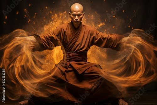 A swift and agile monk  mastering martial arts and harnessing inner ki energy. - Generative AI