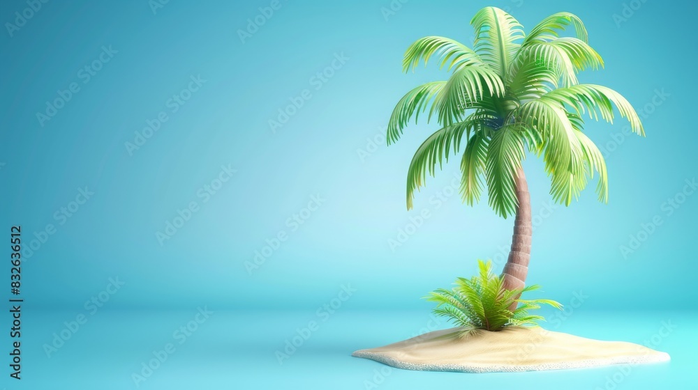 Obraz premium tranquil retreat: 3d render of green palm tree.