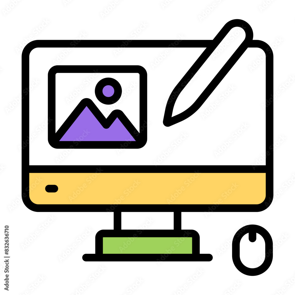Conception flat design icon of online designing
Conception flat design icon of online designing
