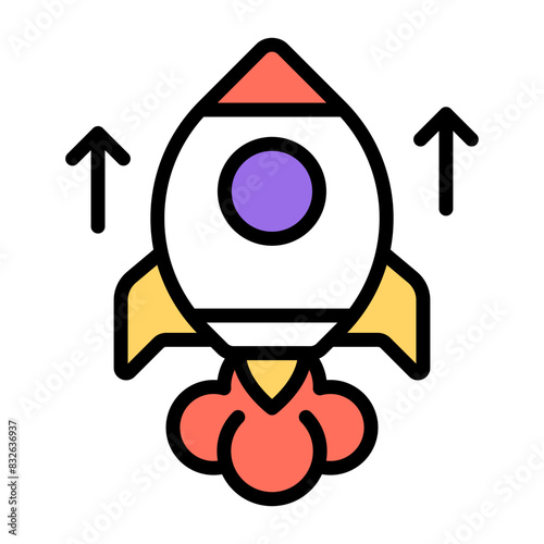 A flat design icon of startup
