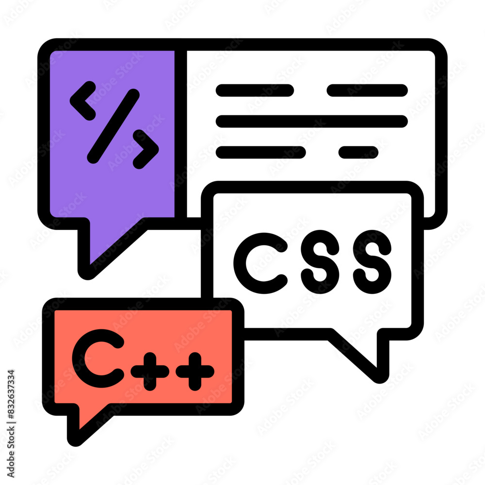 A colored design icon of coding chat
A colored design icon of coding chat