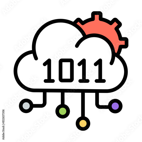 Editable design icon of cloud binary data  