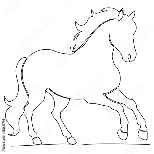 Continuous single line drawing of a horse animal concept single line draw design vector illustration