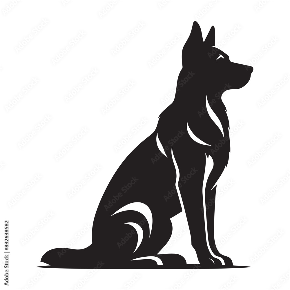 Black Dog Roaring Logo Vector Illustration isolated on a white background. Dog Silhouette Logo Photos silhouette on white background. Vector black silhouette of a dog isolated on a white background.