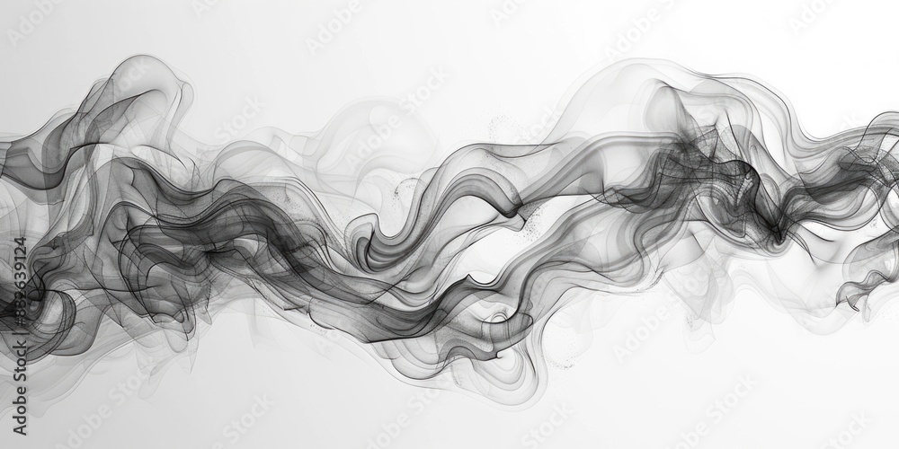 Monochrome smoke drifting on white background Monochrome smoke drifting on white background