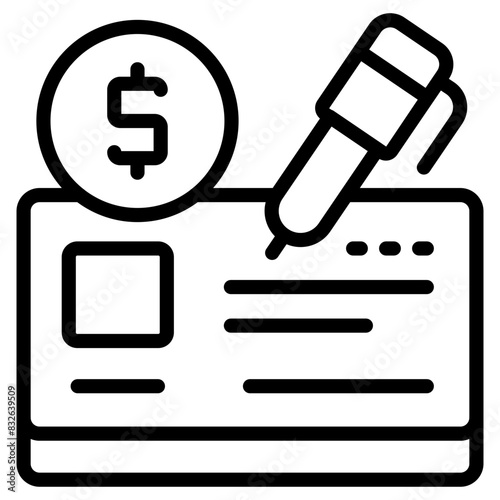 A linear design icon of checkbook

