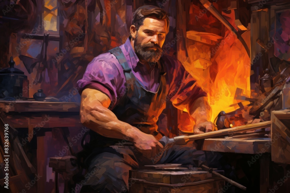 A dwarven blacksmith, renowned for skill in crafting legendary weapons and armor. - Generative AI