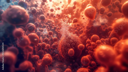 Medical Illustration: 3D Rendered Detoxification Process in the Liver, Removing Toxins from Body