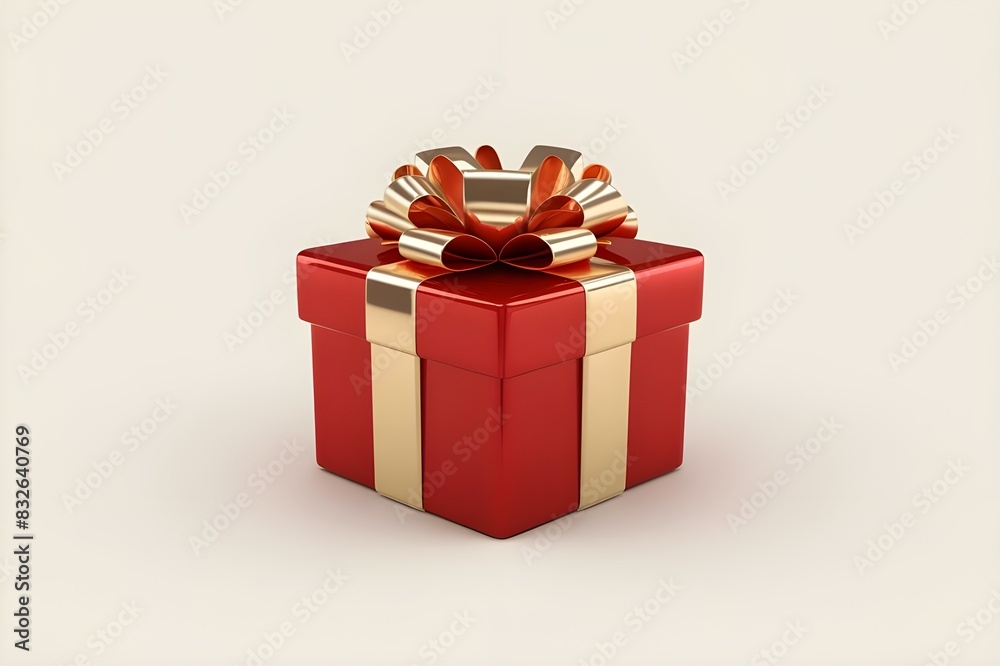 gift box with red ribbon on golden background generative ai gift box with red ribbon on golden background generative ai