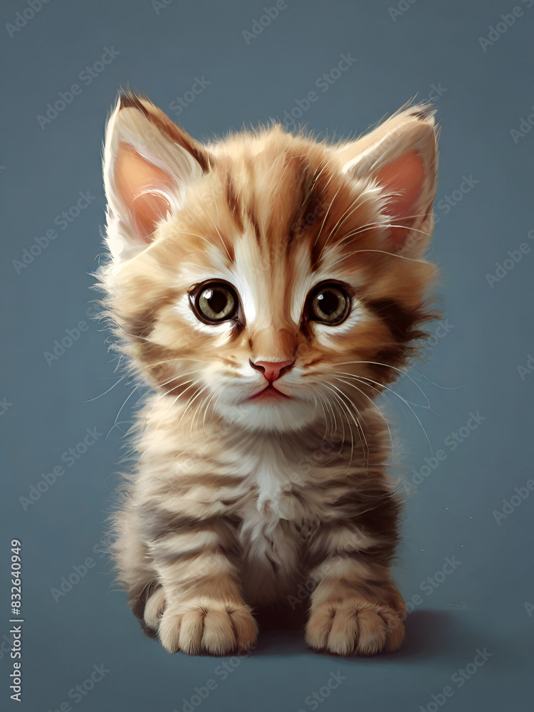 Obraz premium Beautiful cute cat kitten with solid background.