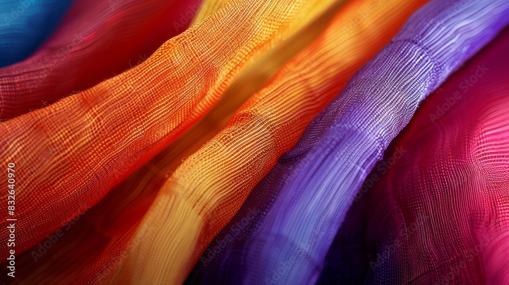 A colorful piece of fabric with a rainbow pattern A colorful piece of fabric with a rainbow pattern