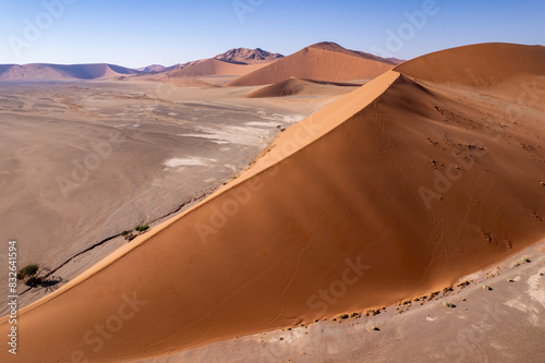 Dune 45 in the Namib Desert seen from above, dronephoto, Namibia, Africa photo