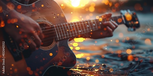 Melodic Harmony: Guitarist Serenades in the Water photo