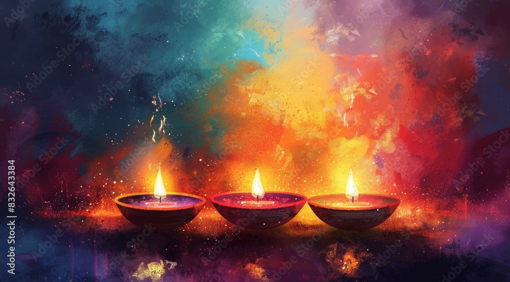 Beautiful, Happy Diwali festival of light background. Vector illustration. Vector watercolor style. text Digital corollary Beautiful, Happy Diwali festival of light background. Vector illustration. Vector watercolor style. text Digital corollary